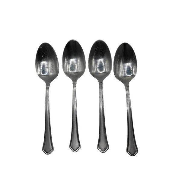 Pfaltzgraff Capri Frost Stainless Steel Teaspoon Set Of 4 flatware glossy bevel - Picture 3 of 4